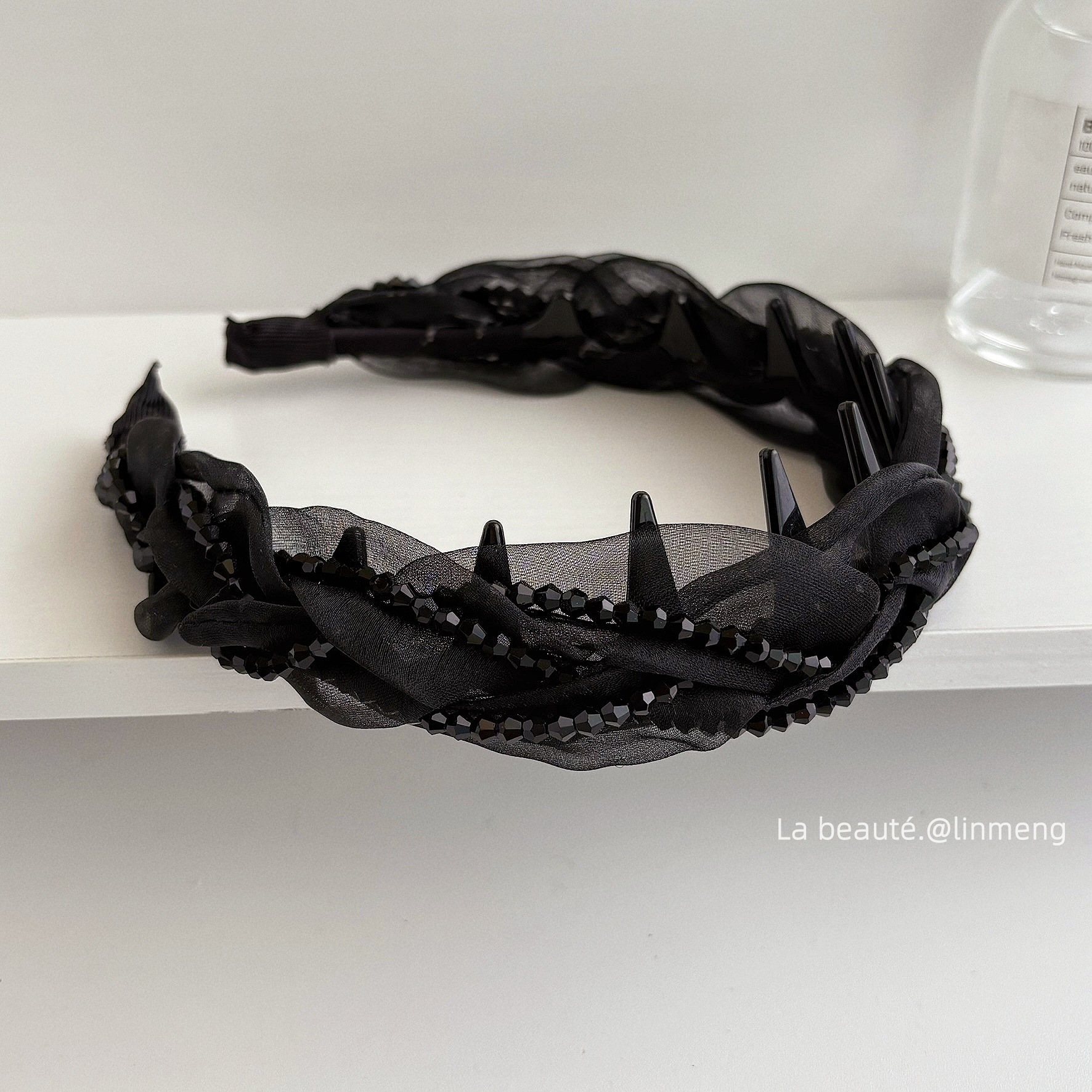 Diadema superior de cráneo alto Diadema de fragancia pequeña negra de alta calidad Diadema de estilo perla coreana arco simple cueva para el cabello accesorios para el cabello femenino