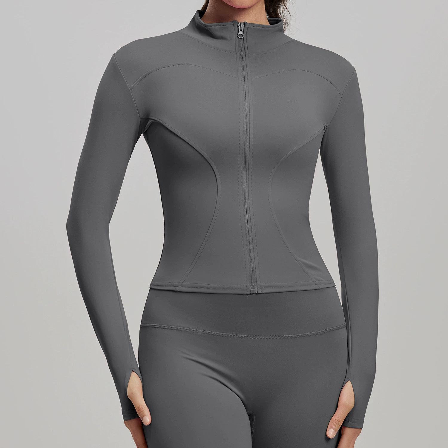 Дышащая йога-куртка — Slim-Fit с длинным рукавом для зала и бега, европейский стиль, размеры S–XXXL