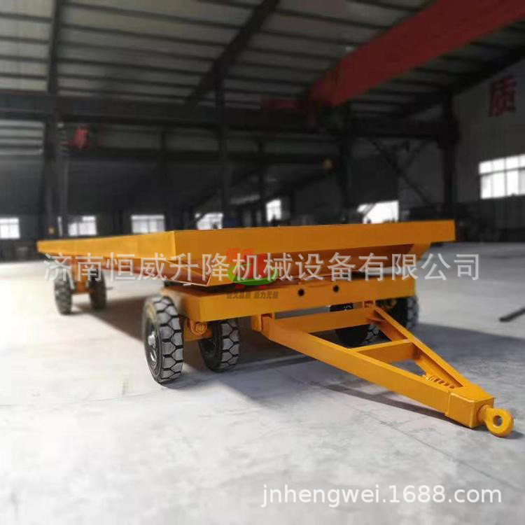 厂区货物搬运牵引平板拖车 蓄电池电动平车  360度转弯电动平板车