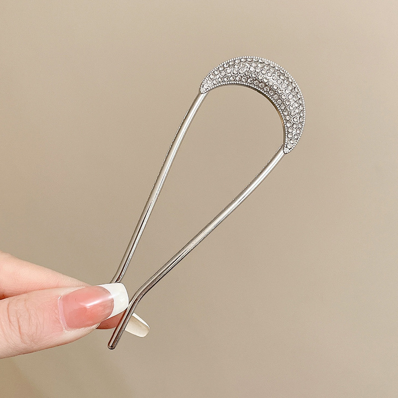Papillón de cristal de alta sensación en forma de U pinzas de cabello pinzas