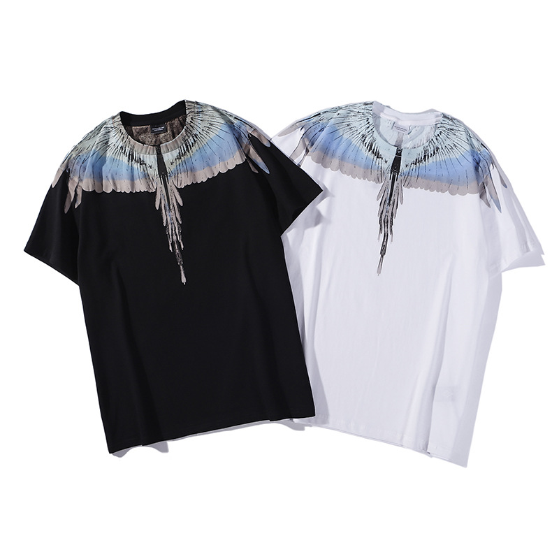 Herre-T-skjorte med trendy merke MB kortermet Marcelo Classic Phantom Wing-T-skjorte med fargerik fjær og lynblad, halvermet T-skjorte for par_voghion.com