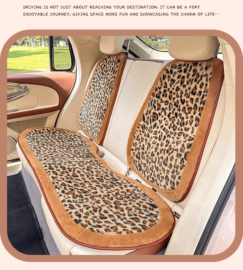 Cross-Border Leopard Print Car Seat Cushion, High-End Winter Plush Warm Car Seat Cover, Fashionable Goddess Car Seat Cushion