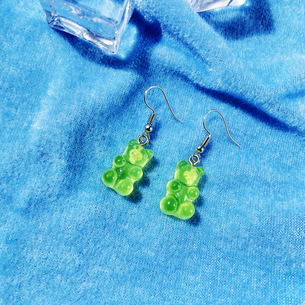 New Transparent Bear Candy Color Earrings display picture 5