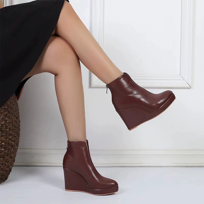 Амазонка осенний и зимний склон с толстым подошвием на высоком каблуке модные резиновые сапоги черные задние застежки-молнии AliExpress через границы