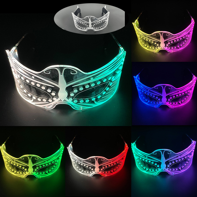 Tecnología del futuro gafas luminosas cool bar equipo bungee atmósfera props LED color media cara gafas de fiesta