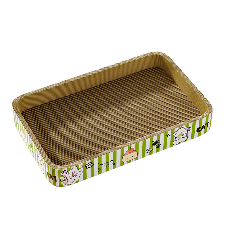 Gato de dibujos animados de gran tamaño, tablero de agarre de gato a rayas, juego y sueño, papel corrugado integrado, juguete para gatos, juguete resistente al desgaste para mascotas