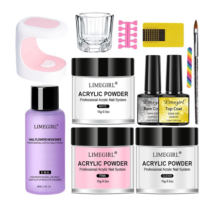 Set de manicura transfronterizo, set de polvo de cristal líquido, herramientas para uñas, lámpara de fototerapia, extensión de uñas