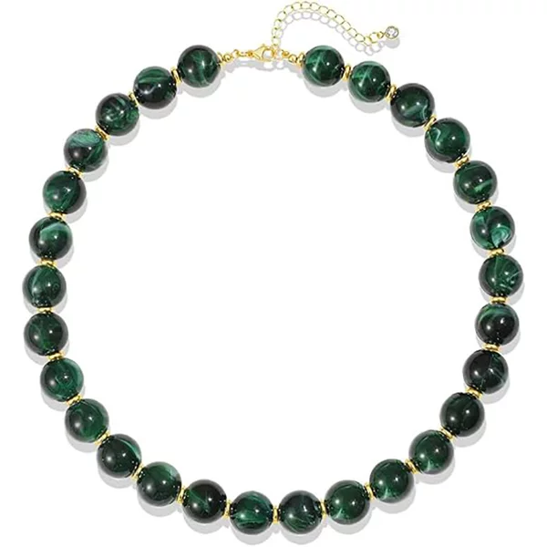 European and American New Style Colorful Resin Beaded Necklace, Fashionable and Unique Bohemian Style Clavicle Chain, Suitable for Travel and Vacation