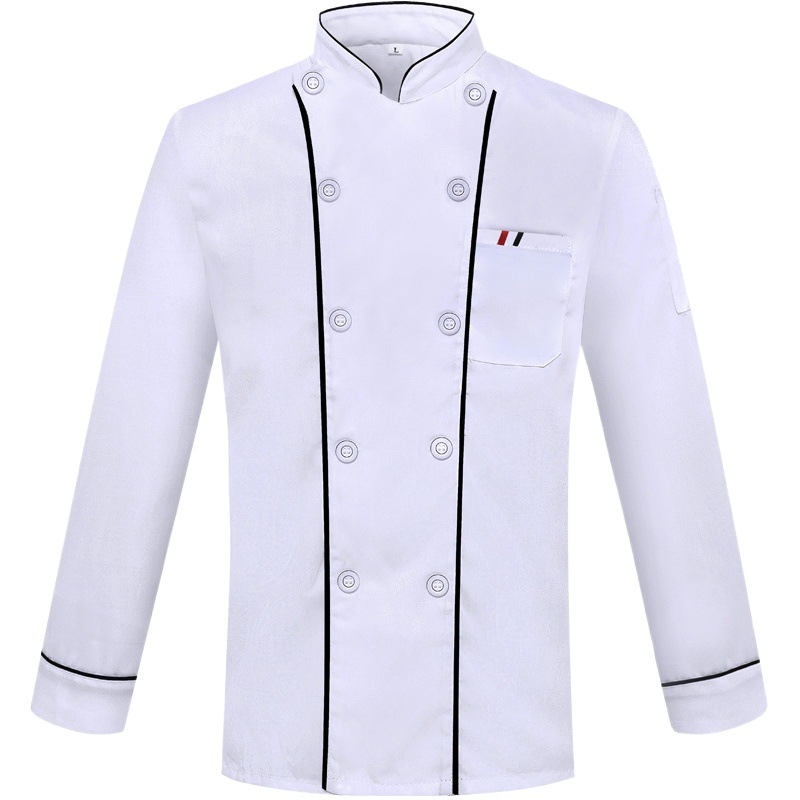En stock al por mayor suministro de fábrica chef ropa manga larga Otoño e Invierno chef ropa de trabajo manga corta hotel restaurante cocina cantina