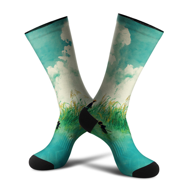 360 Seamless Digital Printing 3D Digital Printing Trendyy Socks Fresh Natural Wind Blue White Green Color Stockings 360 Seamless Digital Printing 3D Digital Printing Trendyy Socks Fresh Natural Wind Blue White Green Color Stockings