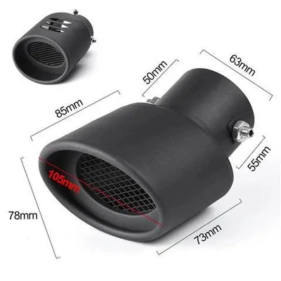 Car muffler, hood decoration single and double exhaust - with-net-curved-style-matte-black