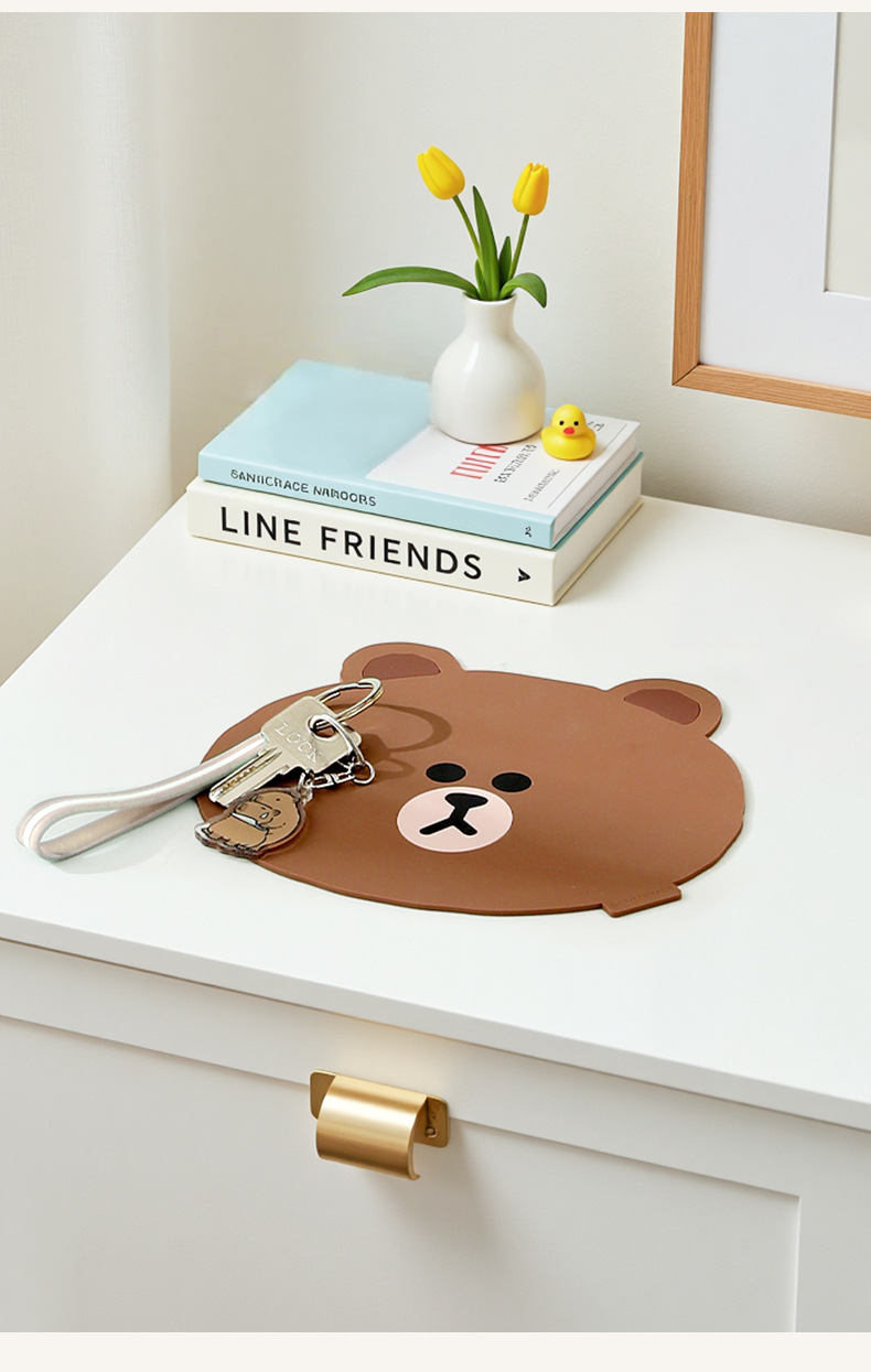 Brown Bear Car Anti-Slip Mat Cartoon Mat Car Interior Decoration Creative Dashboard Phone Holder Waterproof