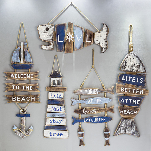 P616 American Mediterranean retro old fish-shaped hanging theme bar restaurant ocean hanging wall decoration wall decoration