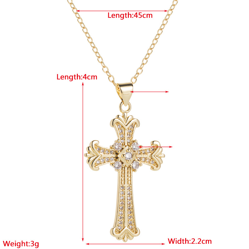 Fashion Geometric Cross Copper Zircon Pendant Necklace 1 Piece