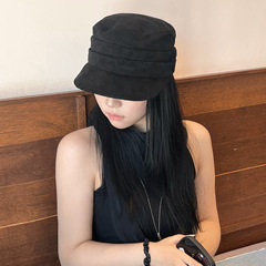 日系复古咖色贝雷帽女2025新款显脸小百搭蓓蕾帽大头围画家帽子潮