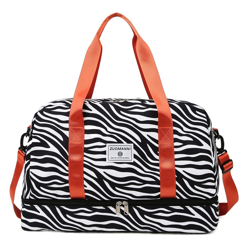 Large-Capacity Portable Striped Travel Bag Can Be Used as a Trolley Case for Women, Lightweight Business Trip Portable Luggage Storage Bag
