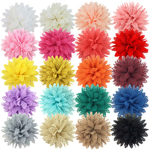 11cm Lace Chiffon Sunflower Honeycomb Mesh Roll Flower Can Be Matched with Hat Kidsren's Hair Accessories 20 Colors in Stock