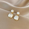 Advanced universal earrings from pearl, accessory, simple and elegant design, high-quality style