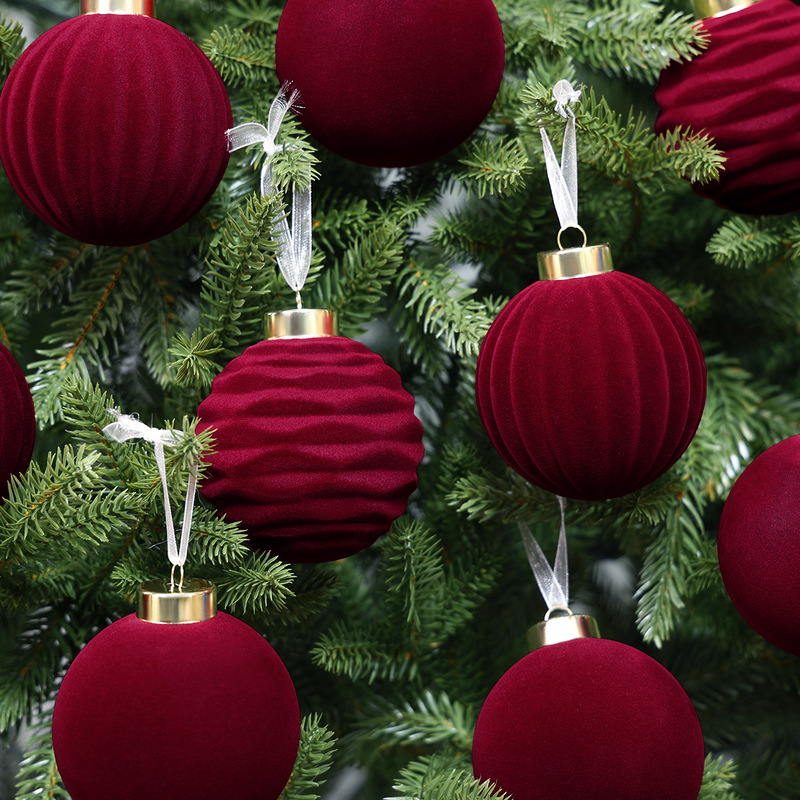赤い植毛クリスマスギフトボックスセット 12 個 8 センチメートルクリスマスペンダントホームモールクリスマス雰囲気装飾|undefined