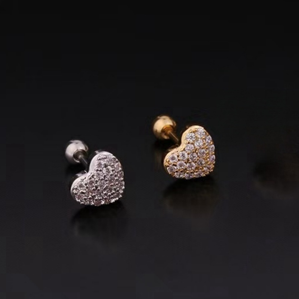 Classic Butterfly Diamond Stud Ear Nail Screw Piercing Earring Women's Fashion 18K Gold Plated detail image 7