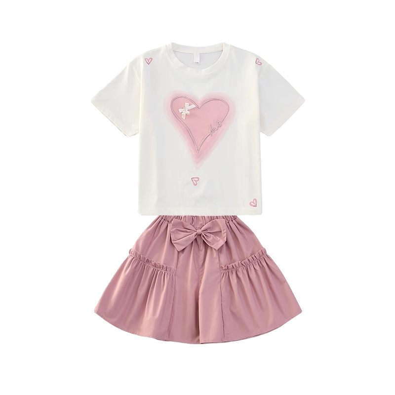 Mädchen Sommer Freizeit Zweiteiler Set Mit Shorts Und Shirt_voghion.com