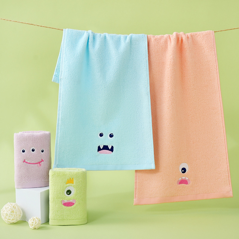 간단한 귀여운 몬스터 타월 부드러운 남성과 여성의 타월 어린이 가구 흡수성 얼굴 타월 작은 얼굴 타월 공장 도매
