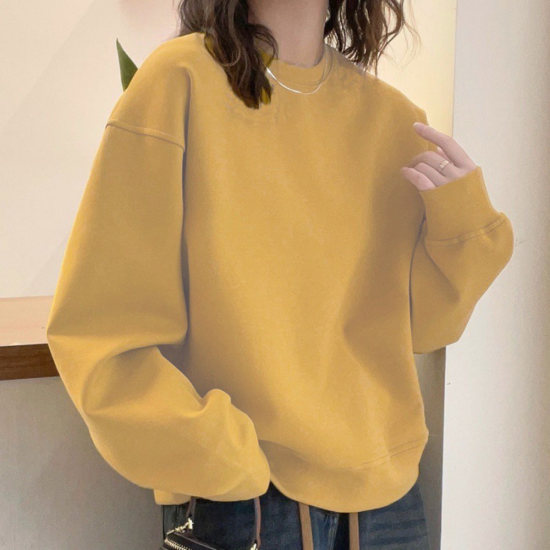 穿不腻!Bi眼入今年流行咖啡色圆领卫衣短款秋冬女2025新款加绒|undefined