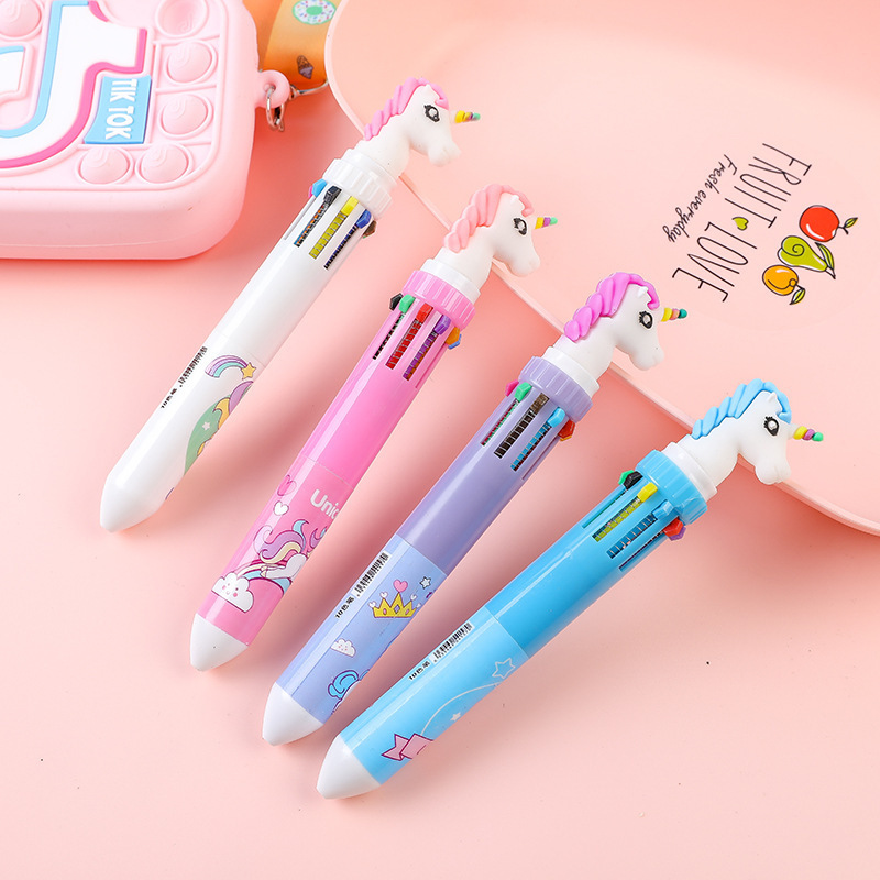 クリエイティブかわいい新しいオイルペン十色多機能多色一体型十色ボールペン卸売り学生賞品プレゼント|undefined