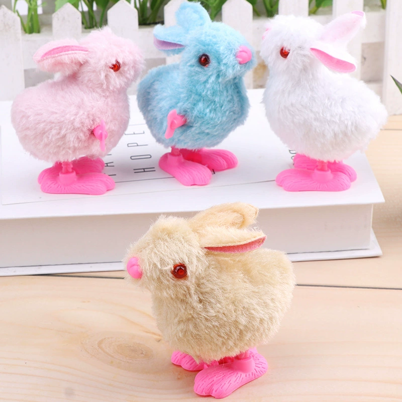 Wind-up plush cartoon rabbit for jumping, toy, wholesale