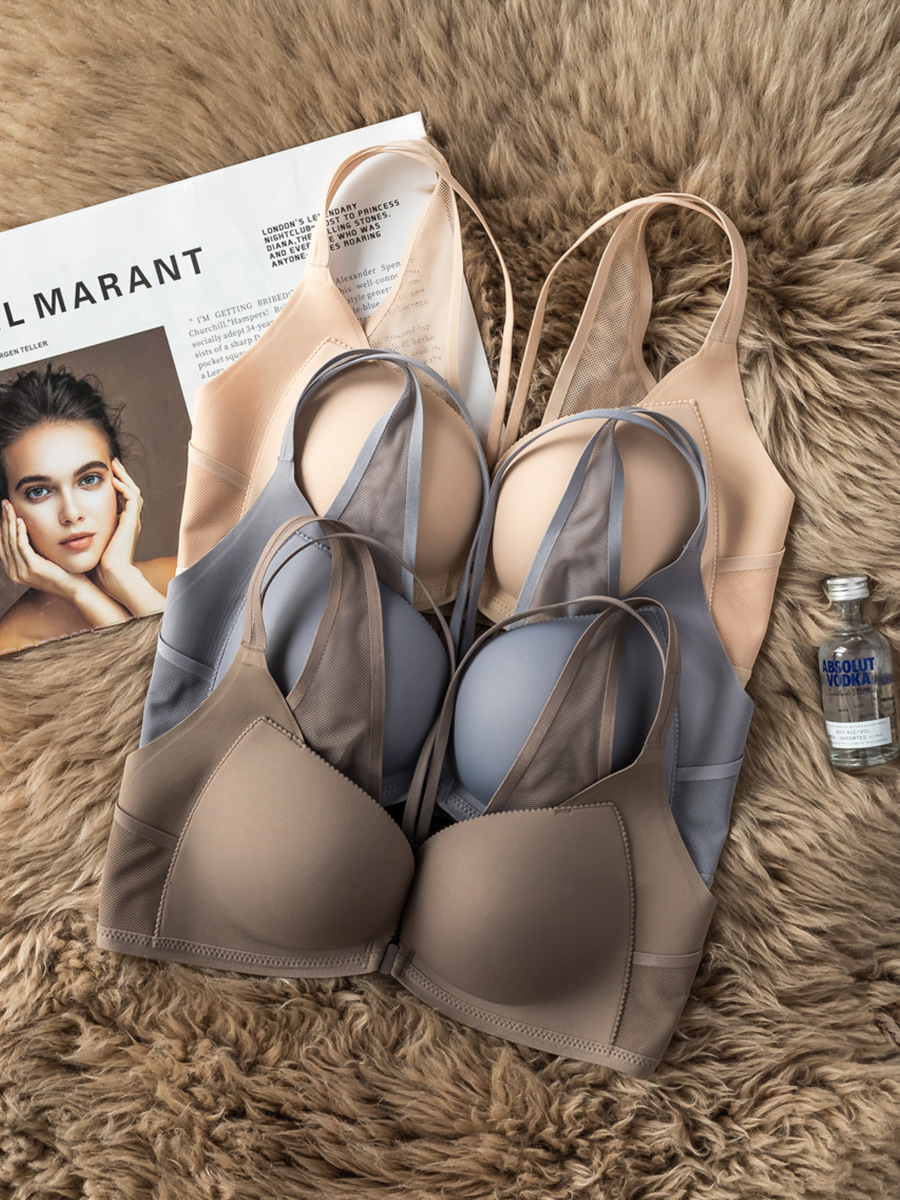 Sexy hebilla frontal ropa interior inalámbrica belleza de las mujeres espalda pequeño pecho push up soporte superior pecho grande sujetador traje 6336