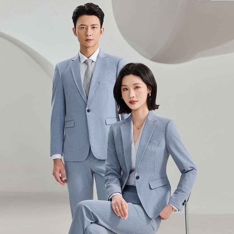 High-End Stretch Suit Jacket and Trousers Suit for Men and Women Long-Sleeved One-Button Lawyer Civil Servant Workplace Commuting Formal Wear
