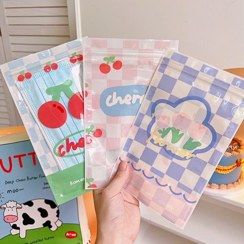 Tengyi Youpin cartoon cute ziplock bag jewelry stationery storage bag checkerboard tulip seal bag