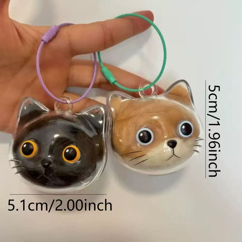 可爱小猫咪猫毛收纳挂件创意透明猫毛存放收纳盒宠物毛球球钥匙扣|undefined