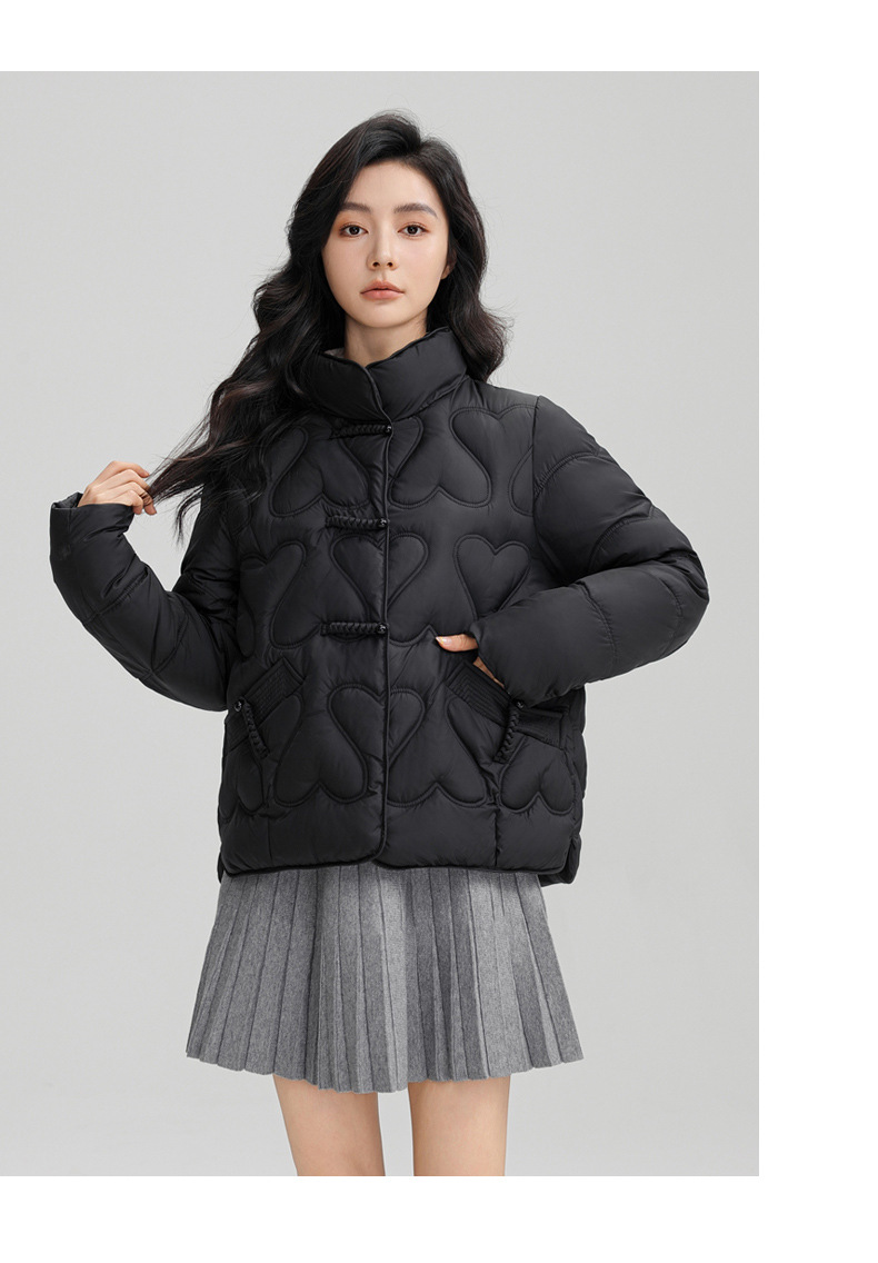 New Chinese style 2024 winter retro button down short fashion stand collar lightweight women's cotton Down jacket_voghion.com