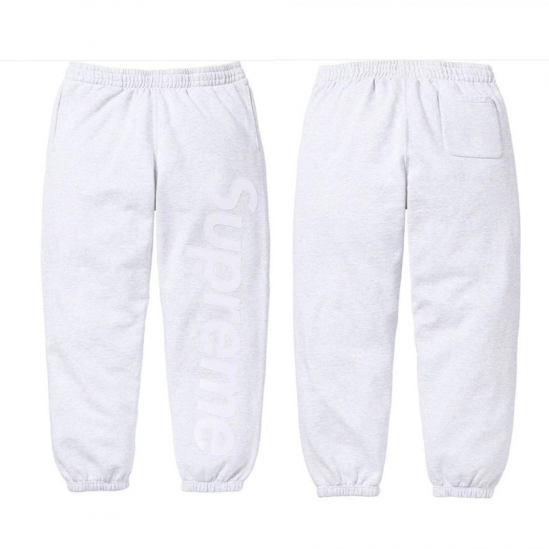 SUPREME SWEAT PANTS, callejera, callejera para hombres, pantalones sueltos de terciopelo, pantalones deportivos casuales.