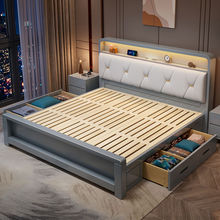北欧实木床1.2白色现代简约主卧1.5双人床小户型1.8婚床经济型