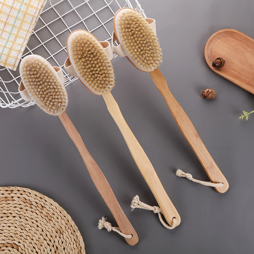 Wooden long-handled bath boar bristle brush shower brush bath brush back scrubber massage brush back scrubber shower brush