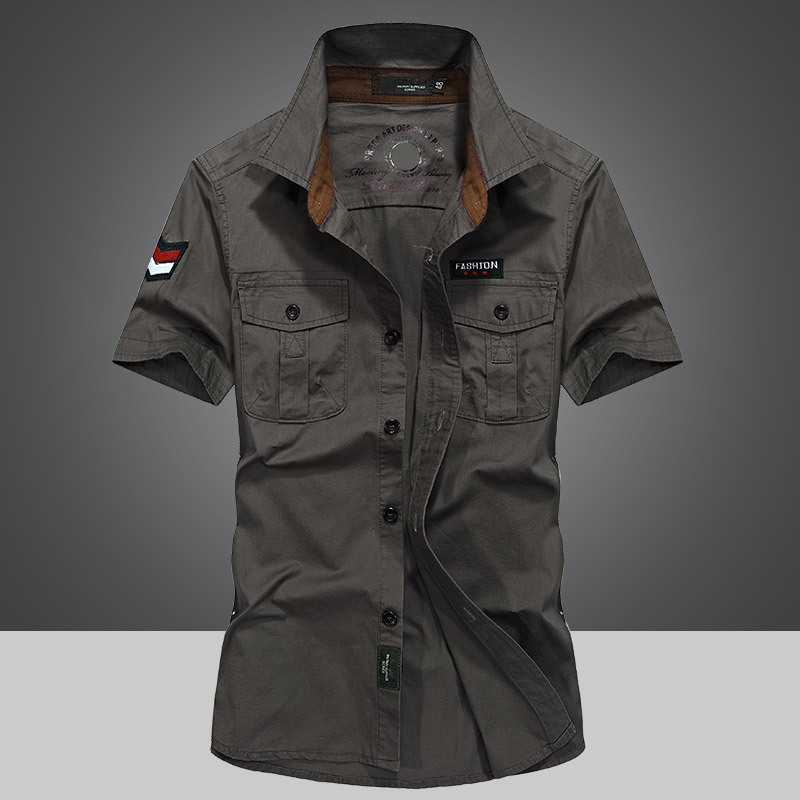 Camisas de manga corta de hombre verano nuevo algodón de mediana edad suelta lavado camisa de media manga camisa de trabajo abrigo