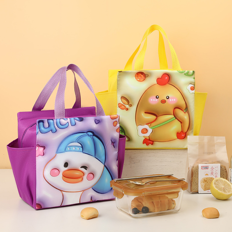 Cartoon doble bolsillo bolsas de aislamiento de mano bolsas de almuerzo de patrón de expansión picnic paquetes de hielo lindos paquetes de almuerzo de bento