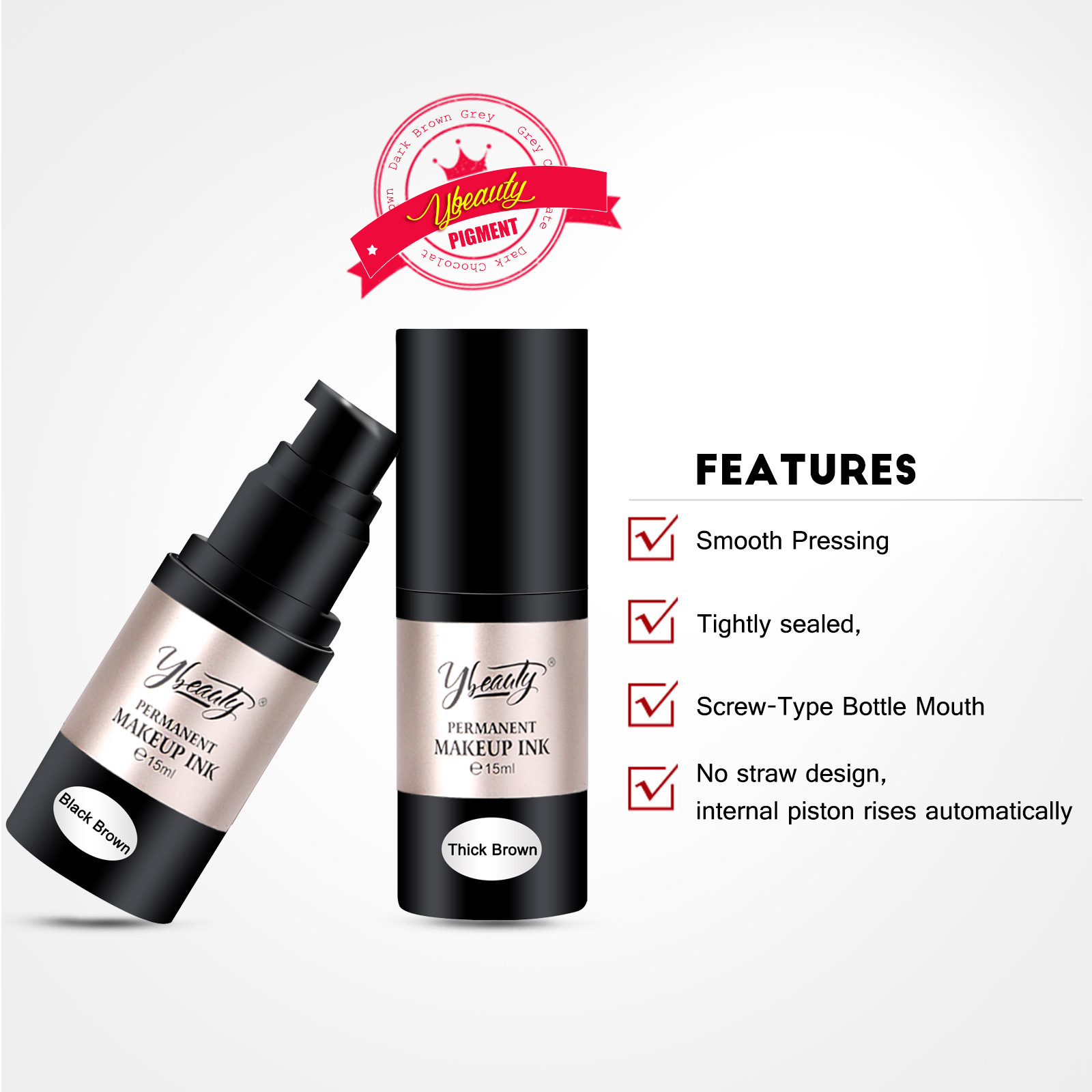 Ybeauty material de color de tatuaje 15ML planta fácil de colorear tatuaje de cejas niebla de cejas blanqueamiento de labios lentillas cosméticas línea de leche de color profesional