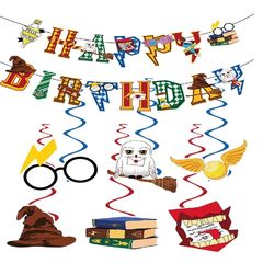 新款哈利波特生日拉旗螺旋吊饰组合套装生日派对聚会装饰布置用品