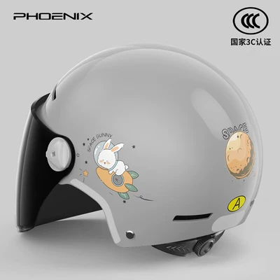 Motosiklet kaskı (dəbilqə) Protection Half Helmet - new-national-standard-category-a-sunscreen-long-mirror-haze-gray