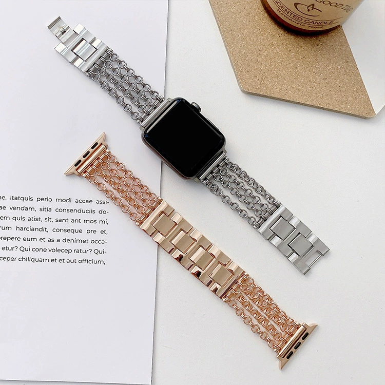Apple, металлический ремешок для часов, стальной пояс, стиль Chanel