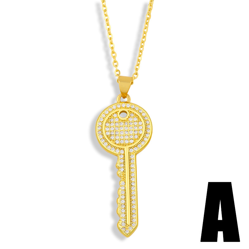 Fashion Key Copper Zircon Necklace Wholesale display picture 4
