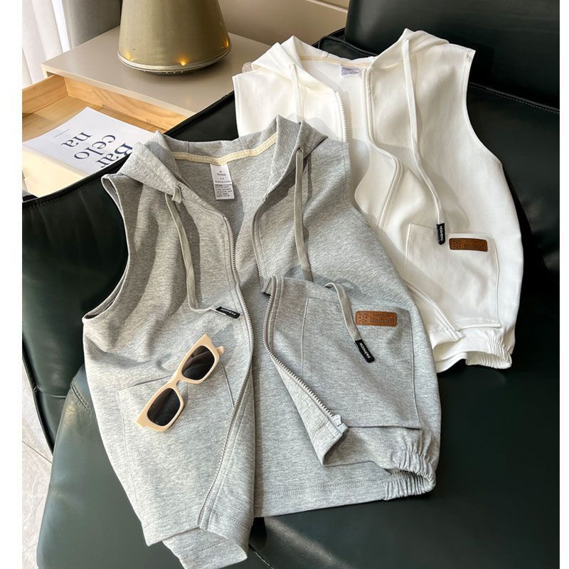 Original Quality Spring and Autumn Vest Sweatshirt Women's Hooded Jacket Trendy Loose Casual Sports Top Cross-Border Wholesale