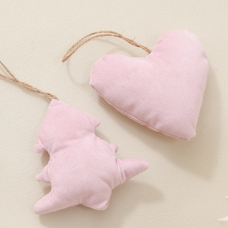 Colgante de árbol de Navidad de madera coreano rosa rojo oscuro peluche con colgante DIY material paquete decoración de Navidad