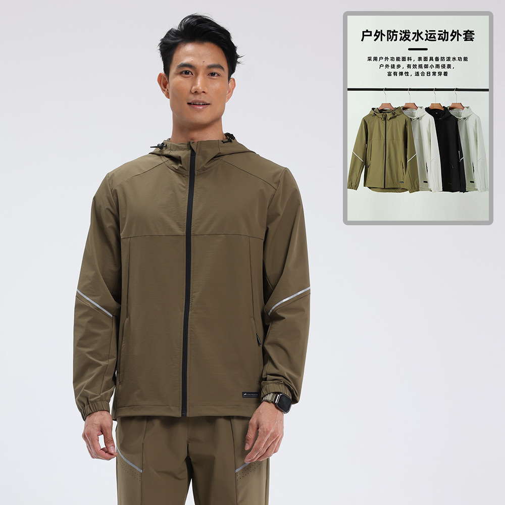 Dijia chaqueta deportiva chaqueta transfronteriza otoño e invierno moda con capucha de secado rápido manga larga al aire libre cortavientos repelente al agua para hombres