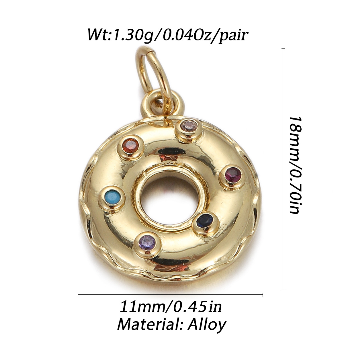 4g Weight Pendant Jewelry Making Type Gold Plated Plating Material Zircon Inlay Material 1 Piece Quantity Holiday Occasion Copper Material Donuts Pattern Women's Gender Enamel Design Simple Style Style 1 Piece Copper Zircon Gold Plated Donuts Pendant 无