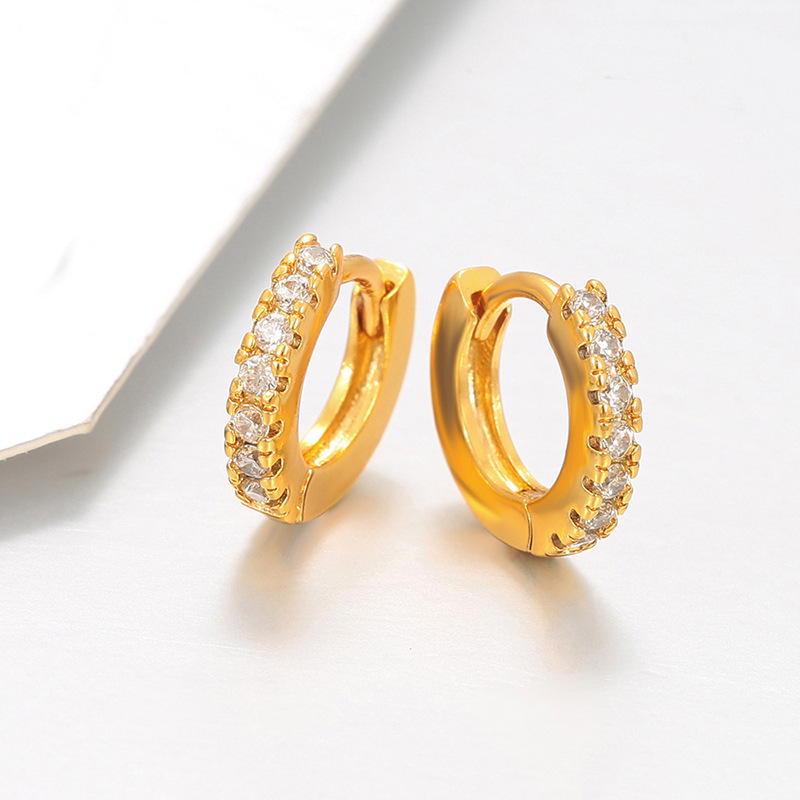 Hebillas de Oreja Geométricas Circulares de Aleación de Cobre Chapado en Oro image 3