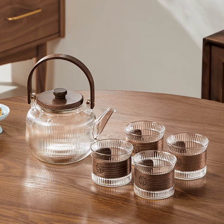 High Borosilicate Explosion-Proof Glass Teapot Household High Temperature Resistant Cooking All-In-One Lifting Kettle Around the Stove Tea Set Water Boiling Modern